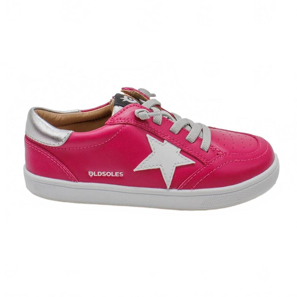 NEW OLDSOLES girl's platinum runner low top sneaker in fuchsia